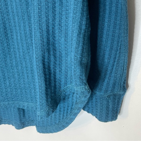 CHASER Teal Waffle Knit Hooded Long Sleeve Pullover Top Size Small - Picture 2 of 7